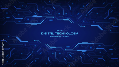 Modern futuristic circuit board background. Electronic motherboard concept and AI, artificial intelligence. Motherboard and HTML code. Big Data and Machine Learning. Digital vector illustration.