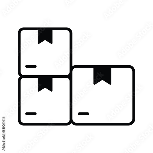 A modern glyph icon illustrating stacked boxes shipment storage
