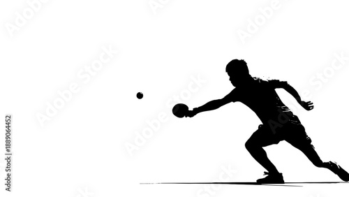 Silhouette of a dynamic player serving in a competitive tennis match, showcasing athleticism and focus on a court