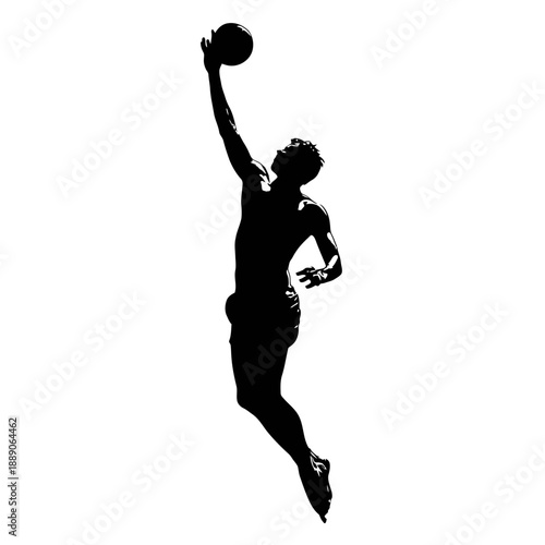 A dynamic taekwondo athlete executing a spinning kick in mid-air black silhouette illustration