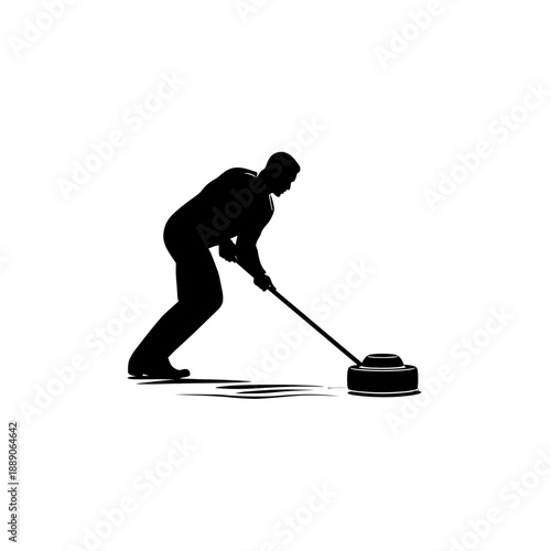 A fencer in an attacking lunge position wielding a sword, silhouetted against a clean background, vector illustration.