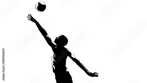 Athlete Spiking Volleyball with Dynamic Movement and Powerful Action