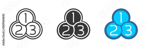 number  icon set multiple style collection	