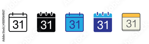 Vector illustration icon collection of various calendar icons in different colors and styles