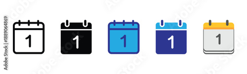 Vector illustration icon a set of colorful calendar icons in different styles and colors