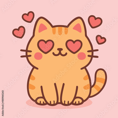 Cute orange tabby cat with heart eyes showing affection.