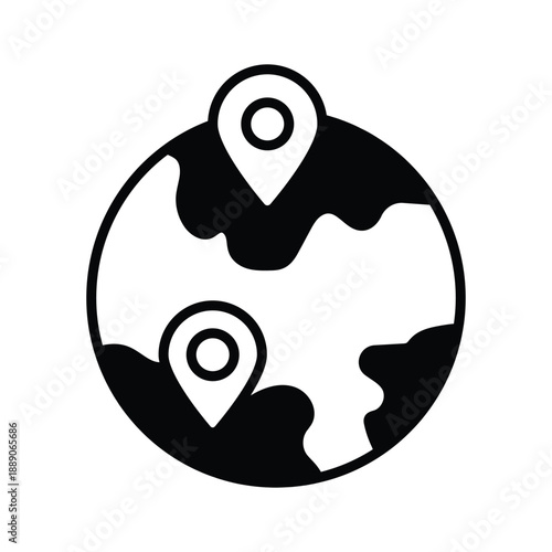 A glyph icon representing global tracking logistics system