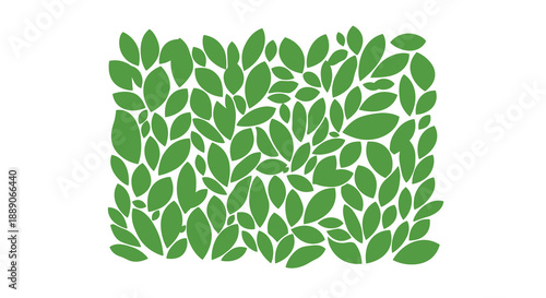 Lush green foliage pattern creates a dense, organic background of leaves for design, illustration, and decoration; evoking natural beauty, growth, freshness, and sustainability.