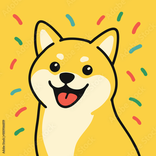 Happy Shiba Inu dog with a joyful expression and tongue out.