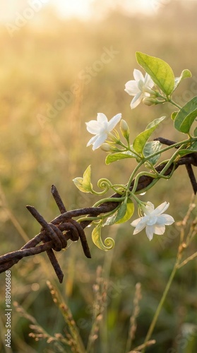 A Delicate white flower blo...