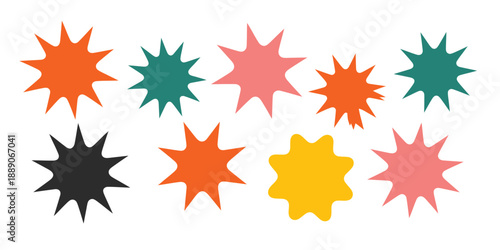 Colorful star shapes on white background