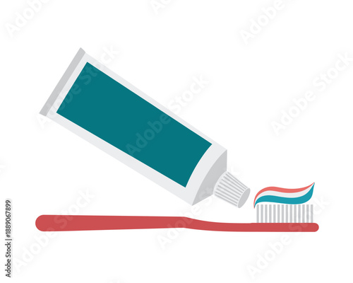 Toothpaste being squeezed onto a toothbrush for brushing teeth