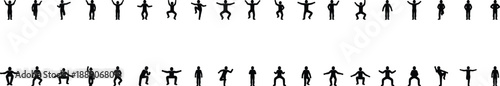 A collection of stick figure icons in various poses demonstrating a range of actions and movements.