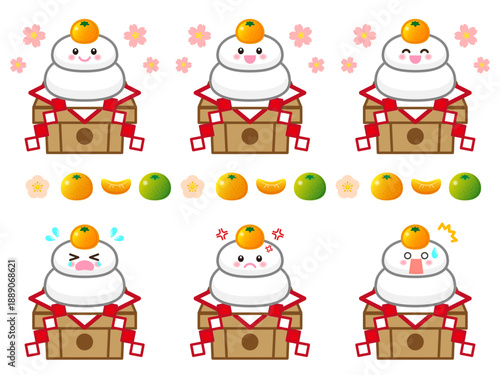 キュートな鏡餅のイラスト素材セット
