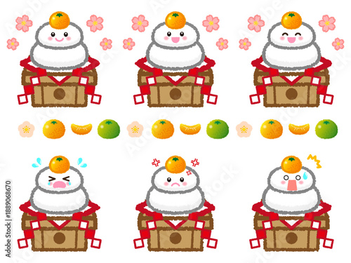 キュートな鏡餅のイラスト素材セット3