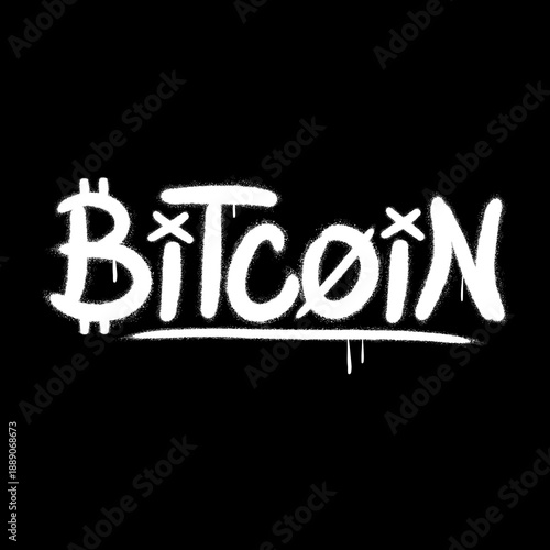 Bitcoin quote print for t-shirt. Vector cartoon graffiti spray style logo icon. Bitcoin graffiti print for poster,t-shirt,tee,logo,sticker concept