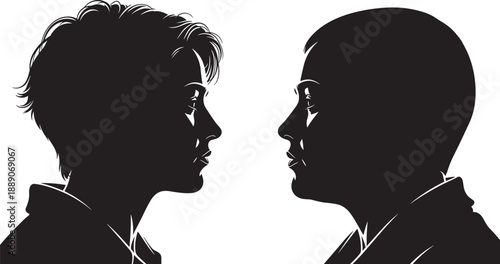 Collection of Diverse People Profile Silhouettes with Different Haircuts and Hairstyles Isolated on White Background for Avatar Identity Fashion and Social Media User Concepts