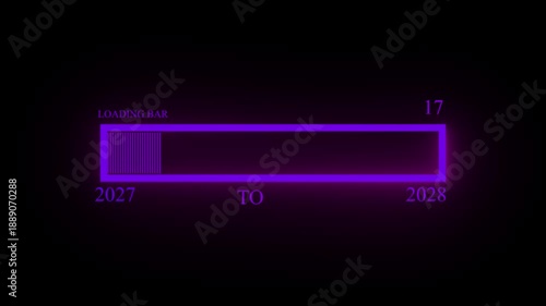 Futuristic year change loading bar 2027–2028 startup and business concept