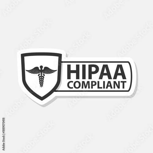 HIPAA compliant icon sticker isolated on gray background