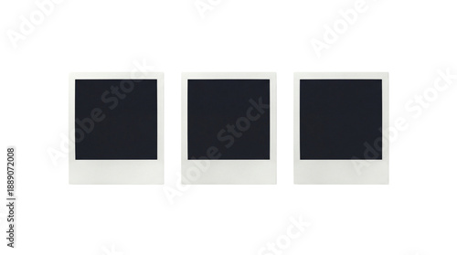 Three Blank White Instant Photo Frames Mockup isolated PNG with Transparent Background
