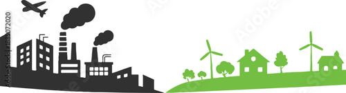 environment contrast industrial pollution vs renewable energy split