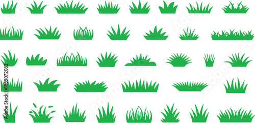 grass ornamental silhouettes pack vector shapes set