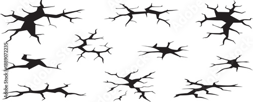 crack vector pack black crack patterns for texture