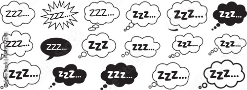 sleep zzz hand drawn and filled bubble icons for web and print