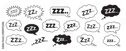 sleep zzz comic thought and speech bubbles pack for storytellers