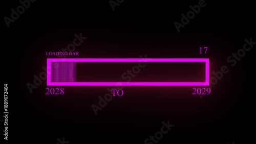 Futuristic simple loading bar 2028 to 2029 progress animation