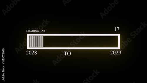 Futuristic simple loading bar 2028 to 2029 progress animation