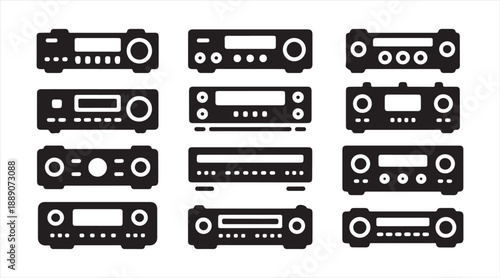 Vehicle Audio System Head Unit Symbols Isolated on White