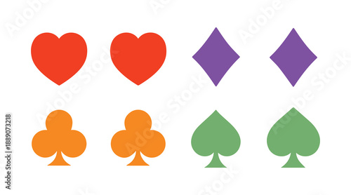 Set of multi color Poker card symbols