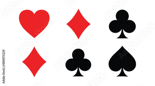 Variety of Poker card symbols in different colors