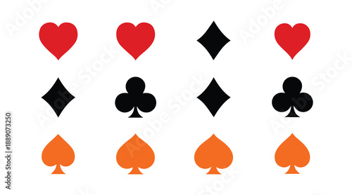 Group of Poker card symbols featuring multiple colors