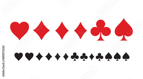 A set of Poker card symbols in various colors