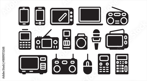 Modern Electronic Equipment Symbols Isolated on White