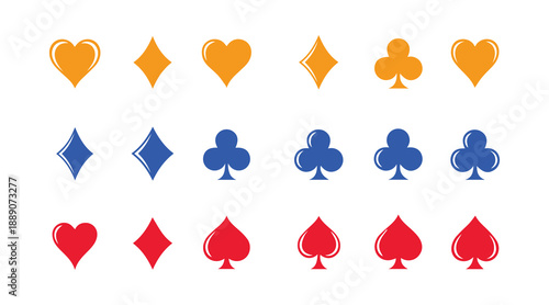 Collection of multi-colored Poker card symbols