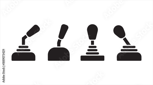 Machine Control Lever Silhouettes in Flat Icon Style