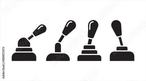 Mechanical Lever and Control Handle Silhouette Icons Set