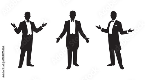 Corporate Businessman Silhouettes Explaining and Communicating