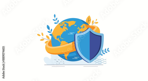 Global Security and Protection A Shield Safeguarding the Earth, Symbolizing Safety and Defense