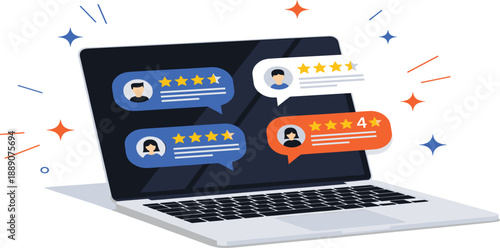 Online Customer Reviews and Rating Feedback Concept Illustration