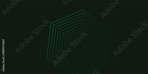 Abstract hexagonal lines on a green background. Geometric line art design for posters, flyers, covers, websites, and banners.