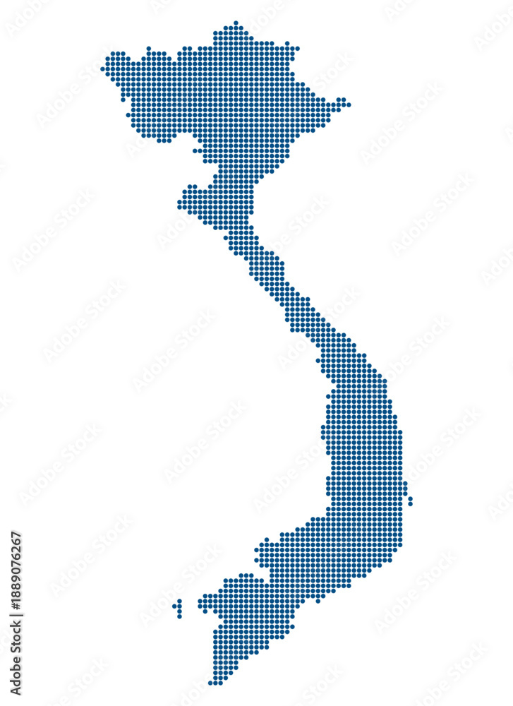 Obraz premium Vietnam Blue Dotted Map for Semiconductor Supply Chain and Edge. Map of Vietnum dotted style.