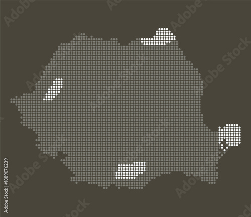 Romania Blue Dotted Vector Map for IT Outsourcing and Software Dev. Map of Romania dotted style.