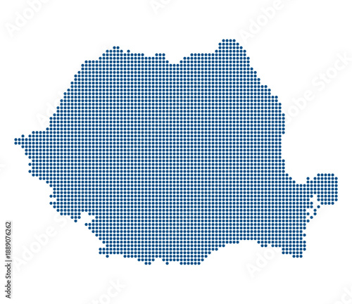 Romania Blue Dotted Vector Map for IT Outsourcing and Software Dev. Map of Romania dotted style.