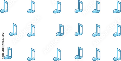 Music Note Icons Pattern in Blue Outline Style, Repeating Audio Symbol Background for Sound, Media, Playlist, App Interface, and Entertainment Design