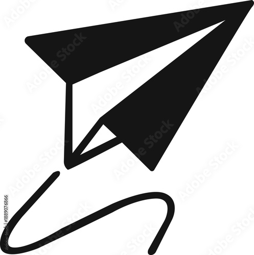Paper plane icon design.Paper plane with dotted line travel and route symbol in line style, Origami paper airplane, Black linear paper plane icon.Paper plane icon vector, Send Message.