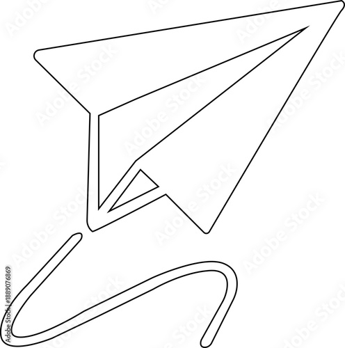 Paper plane icon design.Paper plane with dotted line travel and route symbol in line style, Origami paper airplane, Black linear paper plane icon.Paper plane icon vector, Send Message.